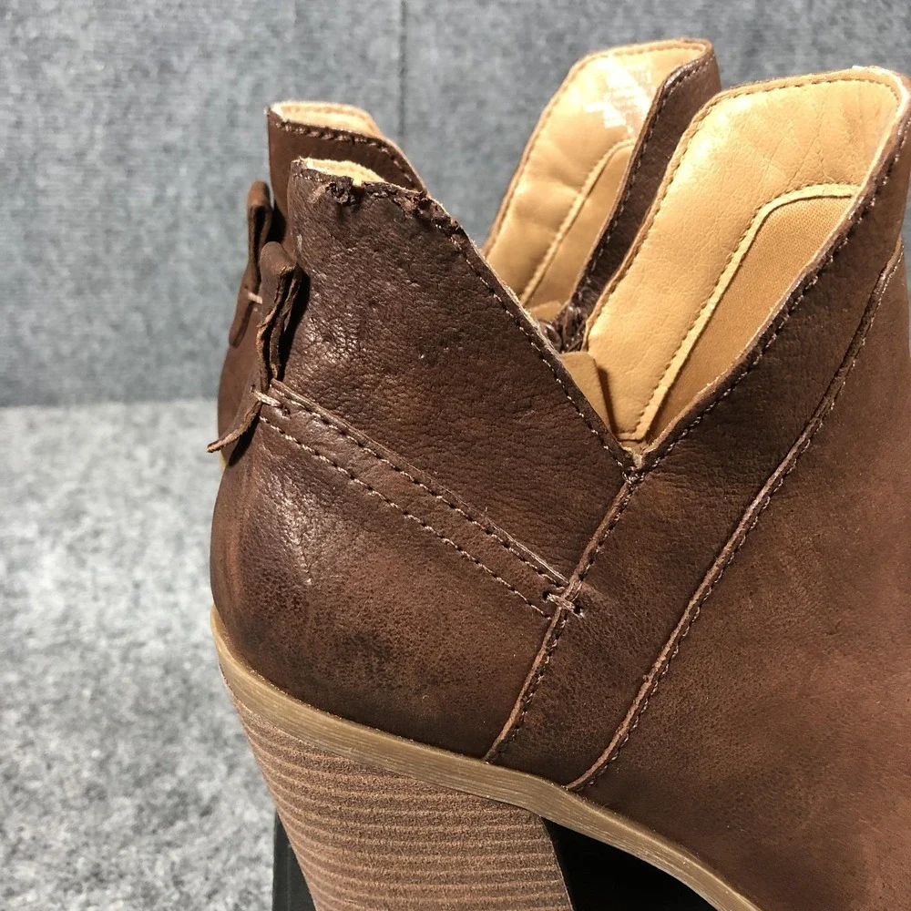 Crown Vintage‎ Ankle Booties Womens 9.5 M Brown Leather Zip Block Heel CV-STAVIE
